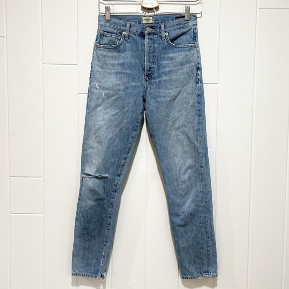 Citizens of Humanity Liya High Rise Ripped Knee Classic Fit Crop Jeans - Picture 2 of 7